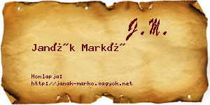 Janák Markó névjegykártya